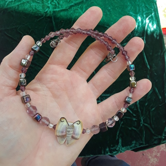 Forever Yours Jewelry - Sea Shell Butterfly Necklace choker. Handmade. Excellent Craftsmanship